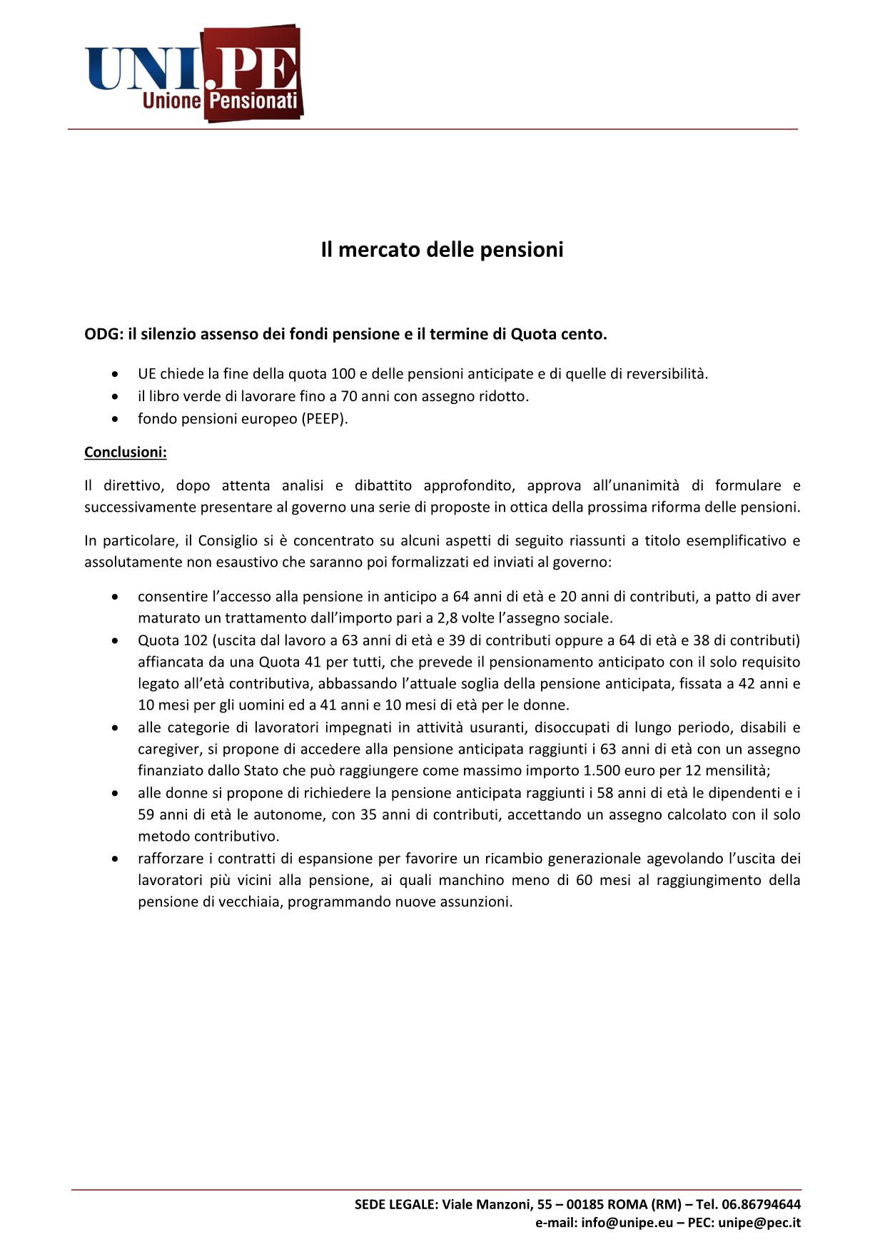 Consiglio UNIPE 2021 - Il mercato delle pensioni